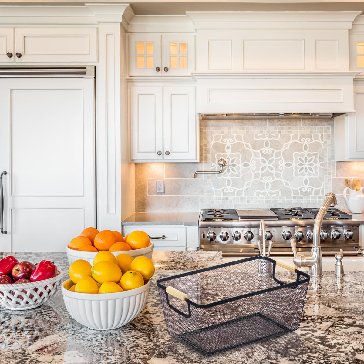 DRAHTKORB - Schwarz, Holz/Metall (37/16.5/22.5cm) - Relaxdays