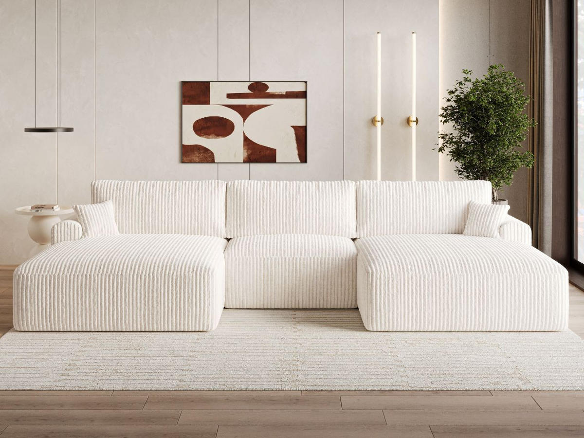 ECKSOFA U Serene Creme - Creme, Holz/Textil (391/145cm) - Graingold