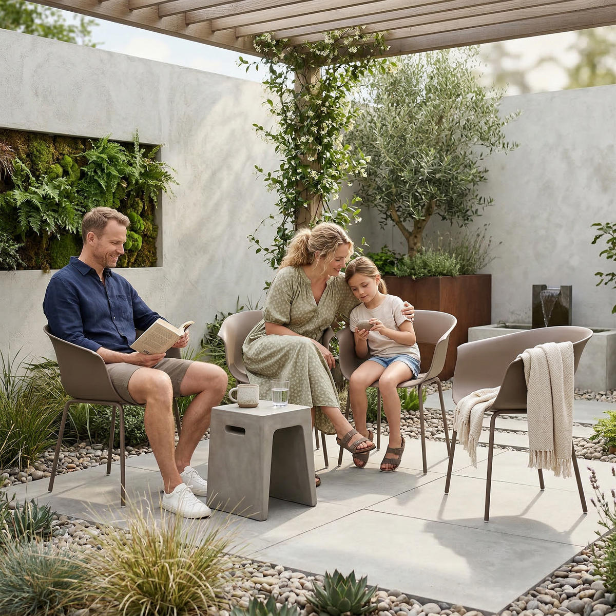 GARTENSTÜHLE 4er Set Metall Kunststoff Kaffee - Braun, Kunststoff/Metall (51/74/61cm) - Outsunny