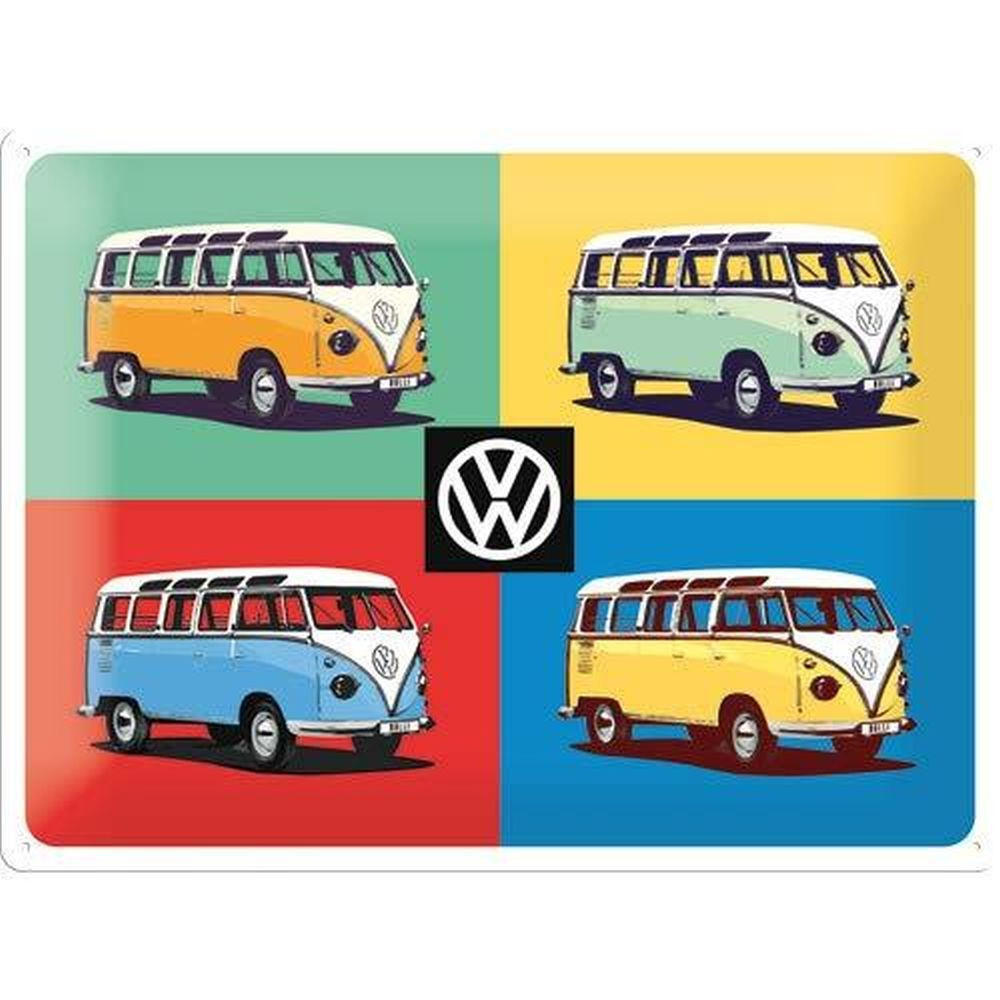 BLECHSCHILD 30/40 cm Volkswagen VW BulliPop Art - Multicolor, Metall (40/30/0.2cm) - Nostalgic-Art