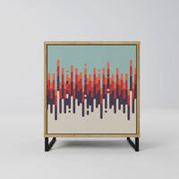 SIDEBOARD CHROMA CONTOURS, Eichefarben, 57,5x42x67,5 cm, Schwarze Metall-Rahmenfüße - Eichefarben/Multicolor, Holzwerkstoff/Metall (57.5/67.5/42cm) - SpaceRebels