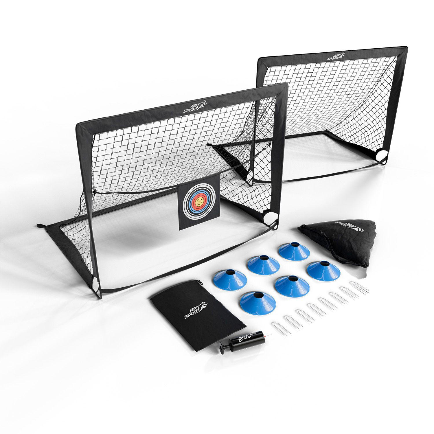 FUSSBALLTOR Goal Master Pop-up inkl Zubehör schwarz (2er-Set) - Schwarz, Kunststoff (120/90cm) - Artsport
