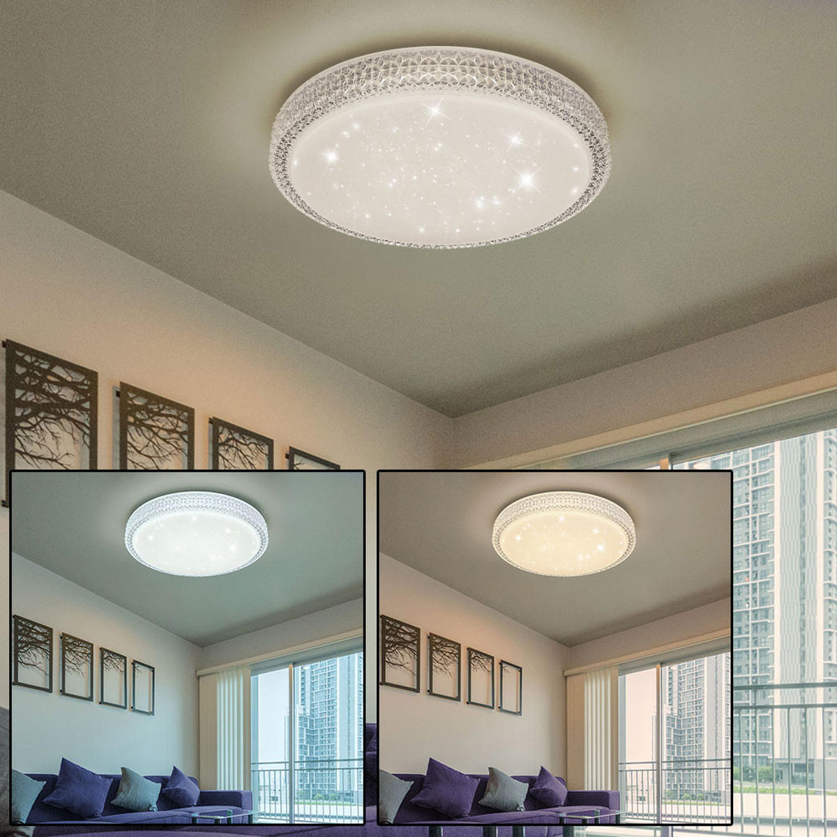 LED DECKENLEUCHTE Metall Kristalloptik Weiß - Klar, Metall (40/40/8.5cm)