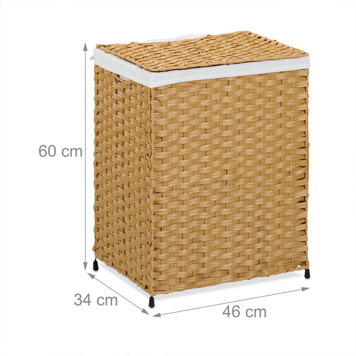 WÄSCHEKORB - Hellbraun, Kunststoff/Textil (46/60/34cm) - Relaxdays