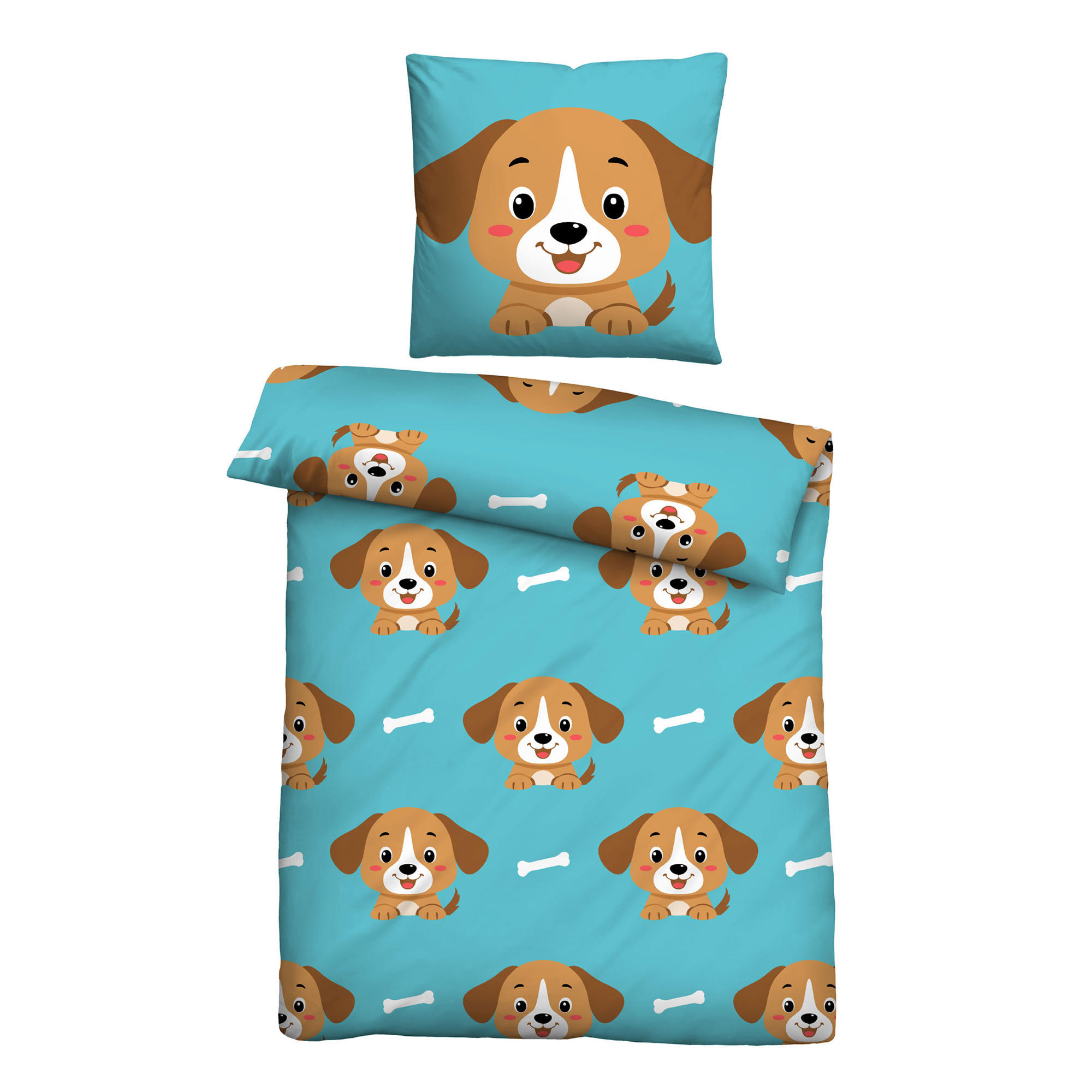 BETTWÄSCHE 2 tlg. mit Motiv 135x200 cm Hund - Blau, Textil (135/200cm) - Bestlivings