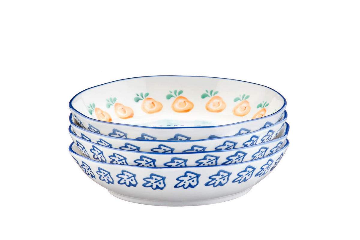 TIEFER Teller Napoli Ø21,5cm - 4er-Set - Zitrusfrucht - Weiß, Keramik (21.5cm) - Björn
