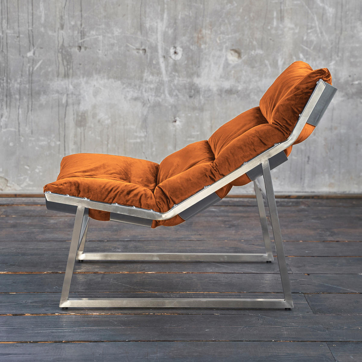 RELAXSESSEL SIRO Orange Webstoff - Silberfarben/Orange, Textil/Metall (70/78/125cm) - KAWOLA