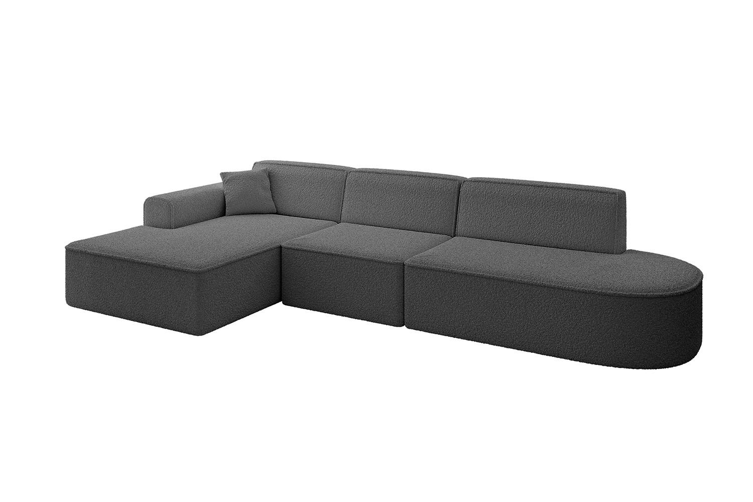 ECKSOFA Ottomane Links IREA-L2-v3 - 327x165x77 cm Grau - Anthrazit/Olivgrün, Holzwerkstoff/Textil (327/165cm) - ALTDECOR