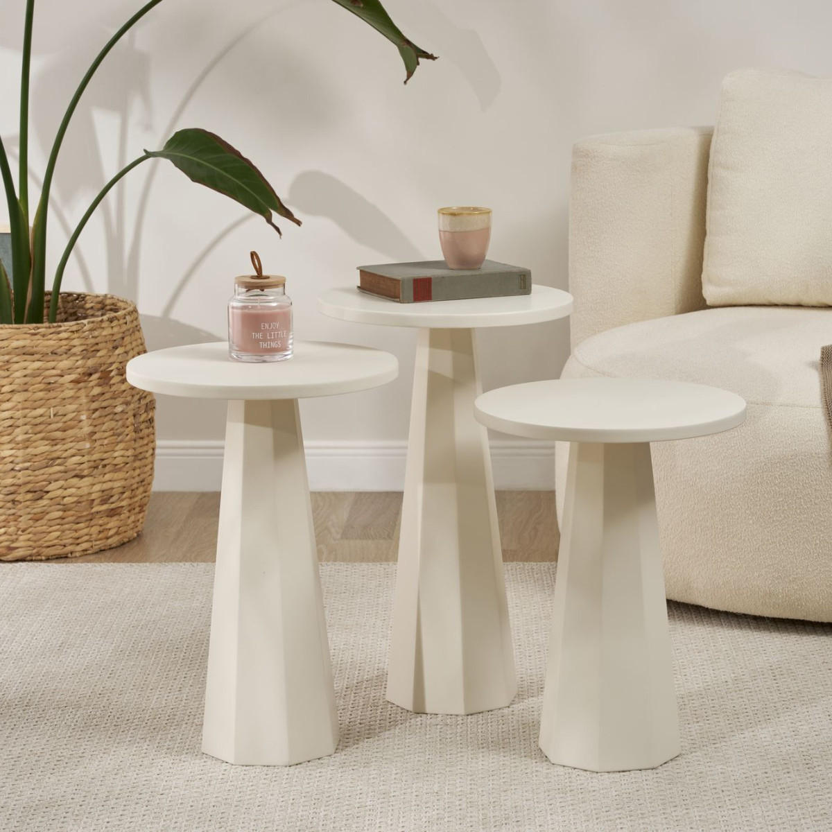 COUCHTISCH 3er-set H57/H52/H47 cm - Weiß, Holzwerkstoff (58/35/57cm) - Calicosy