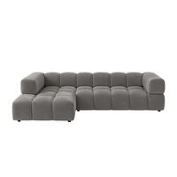 ECKSOFA L-Form, Veloursstoff Bluvel, Aschgrau, Links, Averro XL - Grau, Holz (320/150cm) - Kaiser Möbel