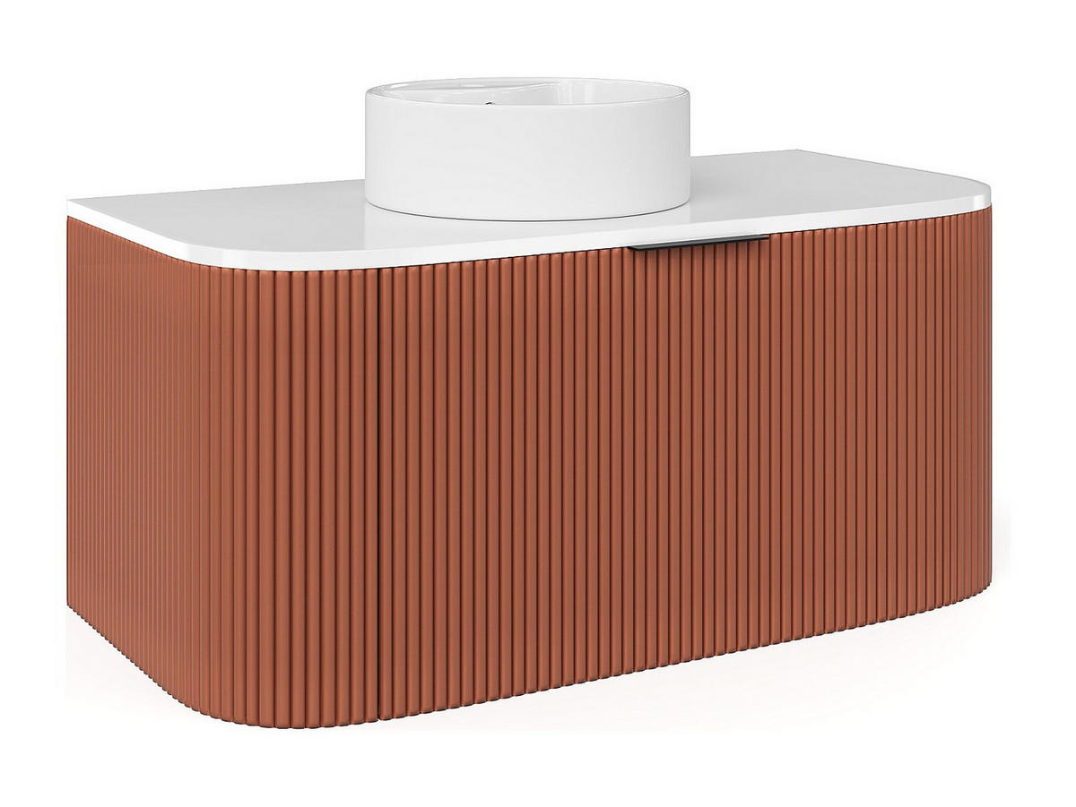EINZELWASCHTISCH - 99 cm x 50 cm - Holz, Platte - Terracotta - LOMERI - Terracotta, Holz (99/45/50cm) - Vente-Unique