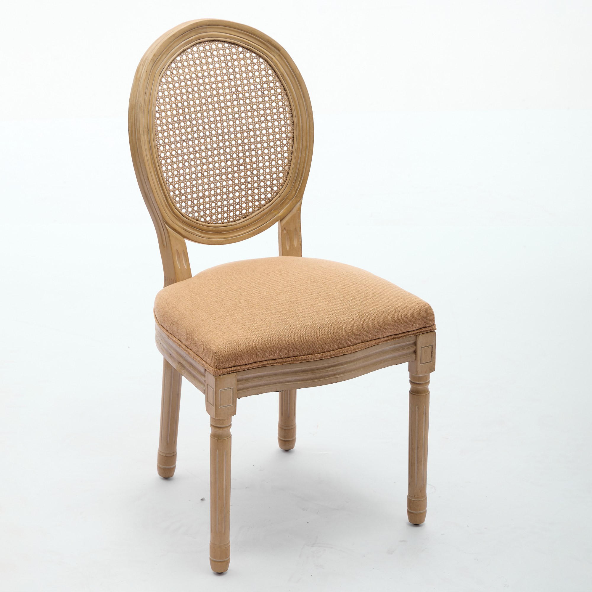 STUHL-SET DE-36325 2 Stück mit Rattan-Rückenlehne Cognac - Cognac, Holz (49/95/59.5cm) - ComfortXL