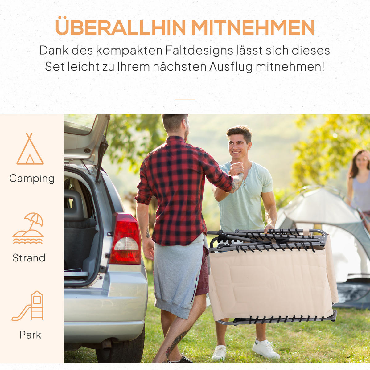 SONNENLIEGE klappbar - Beige, Metall (57/30/188cm) - Outsunny
