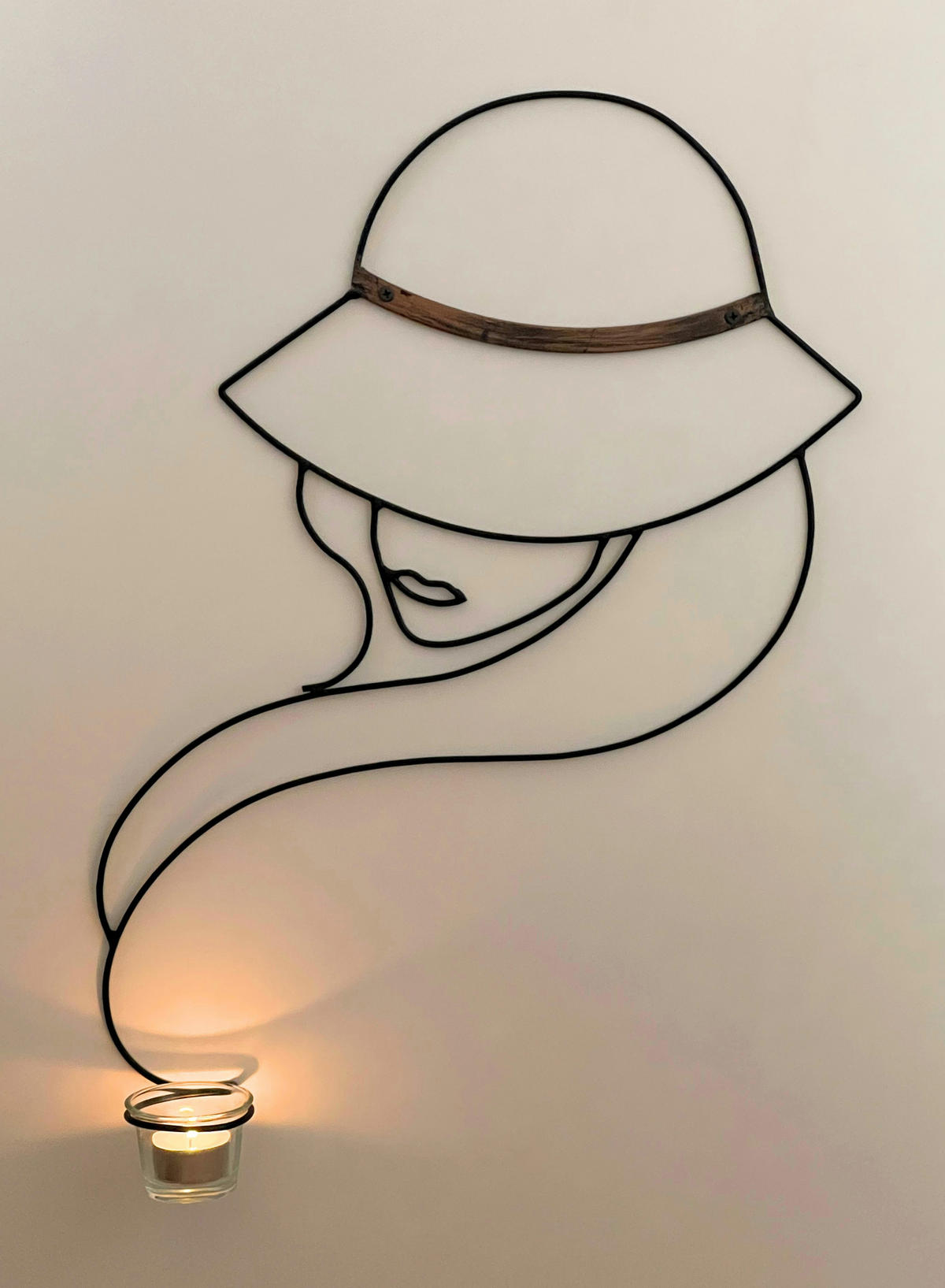 WANDTEELICHTHALTER 1-flammig mit Glas Metall Schwarz 50 cm - Schwarz, Metall (50cm) - DanDiBo
