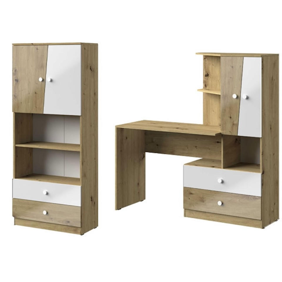 Feldmann-Wohnen Arbeitszimmer-Set Weiß Hochglanz 230x190x50 cm