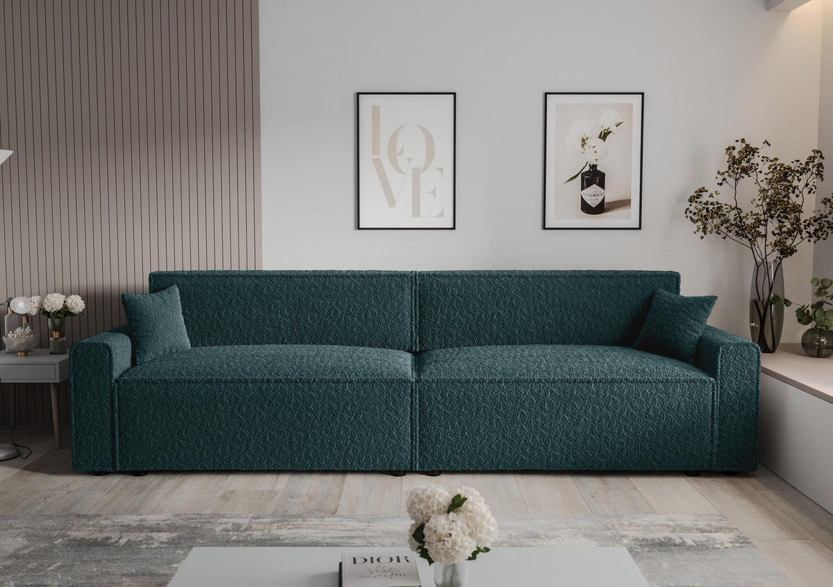 DOPPELSOFA Mira mit Schlaffunktion - Türkis/Dunkelgrün, Textil (292/90/85cm) - SIMKAM Furniture