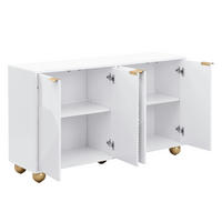 SIDEBOARD 120/35/71,5 cm in Weiß mit 4 Türen und gravierten Fronten - Weiß, Holzwerkstoff (120/71.5/35cm) - BEAOK