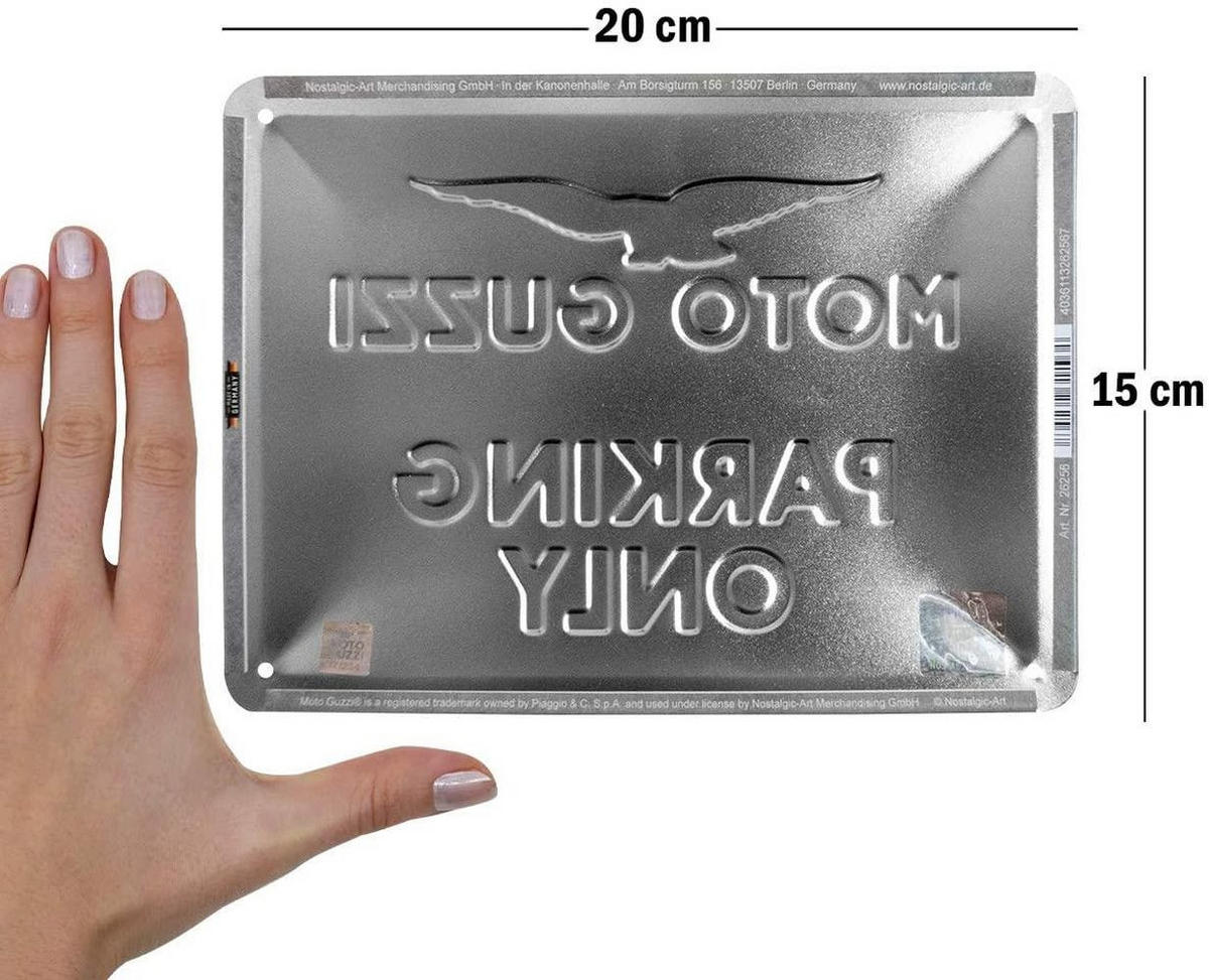 BLECHSCHILD 15/20 cm Moto Guzzi Moto Guzzi Parking Only - Multicolor, Metall (20/15/0.5cm) - Nostalgic-Art