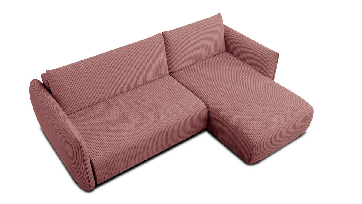 ECKSOFA TAUER 3-Sitzer links, altrosa - Schwarz/Altrosa, Holz/Textil (248/173cm) - Courtois Laville