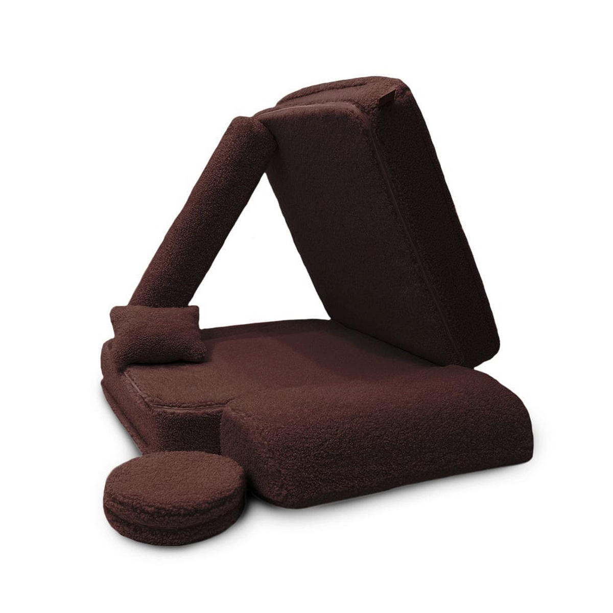 KINDERSESSEL modular 3-in-1 ausklappbar aus Teddystoff in Braun - Dunkelbraun, Textil (1000/50/50cm) - MeowBaby