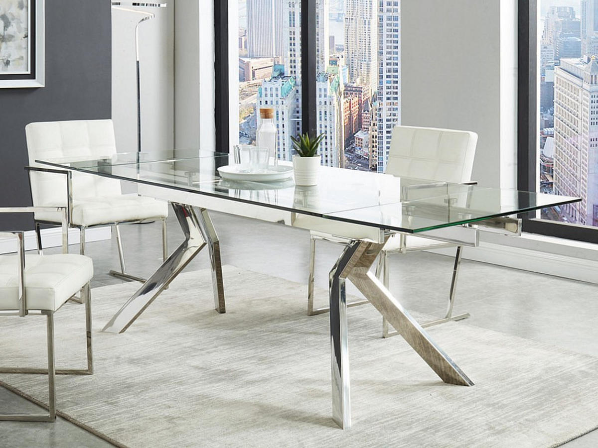 ESSTISCH - 6 Personen, 8 Personen - Glas - Transparent, Silberfarben - VELIKA - Transparent/Silberfarben, Glas (90/160/76cm) - Vente-Unique