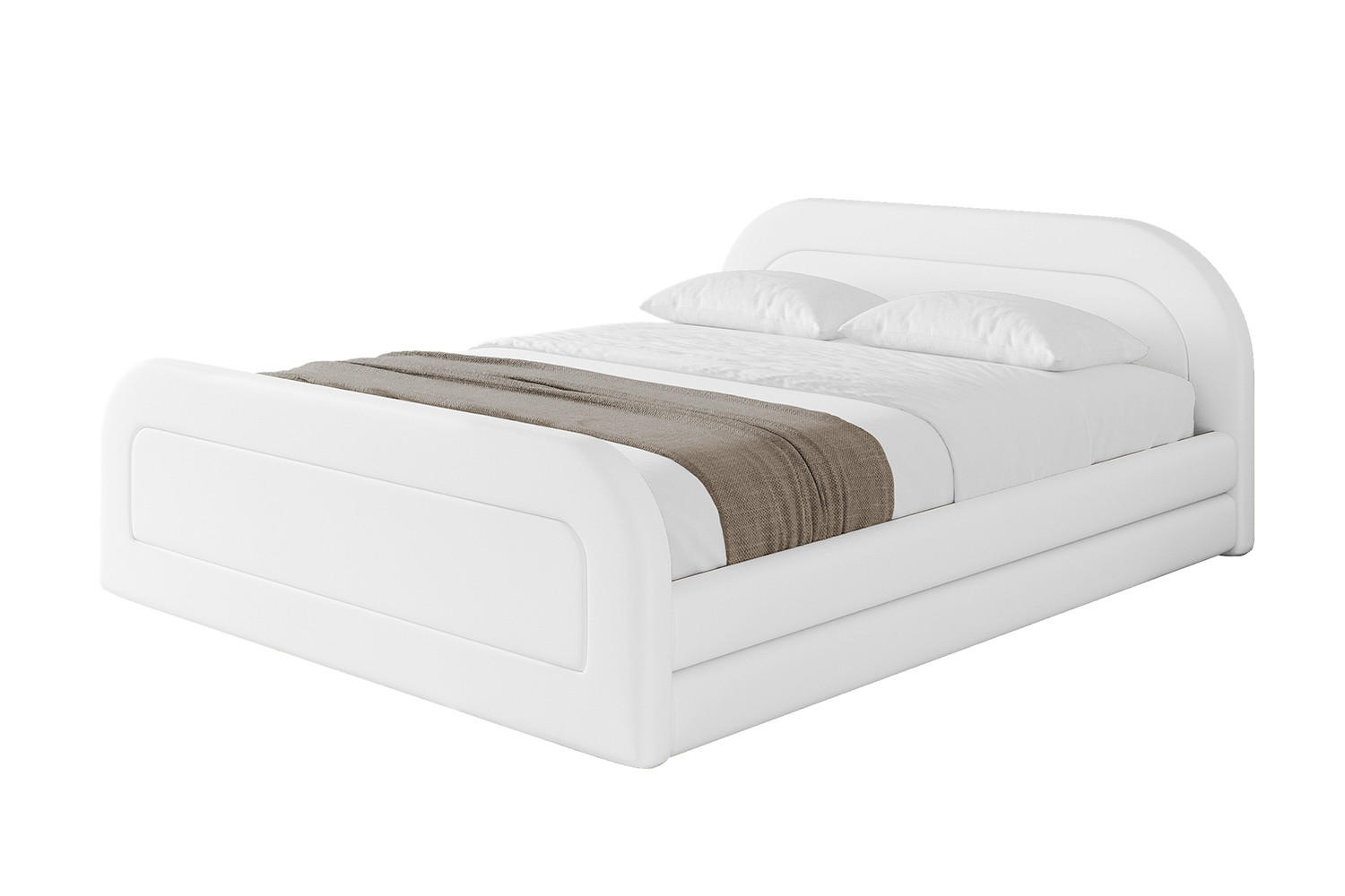 POLSTERBETT mit Bettkasten, Fußteil und Lattenrost, Boxbett mit Matratze H3/H4 - LERIS-v1-Z 120x200 Weiß Kunstleder - Weiß Hochglanz, Holzwerkstoff/Textil (120/200cm) - ALTDECOR