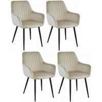 STUHL OSILO 4-er Set, Beige, Schwarz, Schwarze metallische Beine - Beige, Textil/Metall (55/84/46cm) - Komodee
