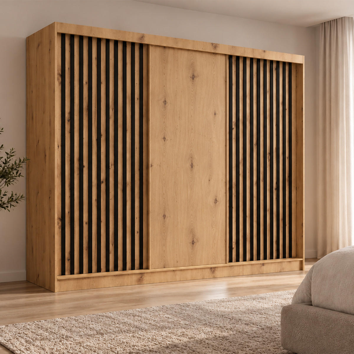 KLEIDERSCHRANK Lumil 240 cm Artisan Griffe silber - Eiche Artisan, Holzwerkstoff (240/216/61cm) - KS Home Concept