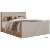 POSTEL BOXSPRING WOOD KING DUO 140/200 - Béžová Manšestr - Topper Visco - H3 - černá/béžová, textil/plast (140/200cm) - MKS