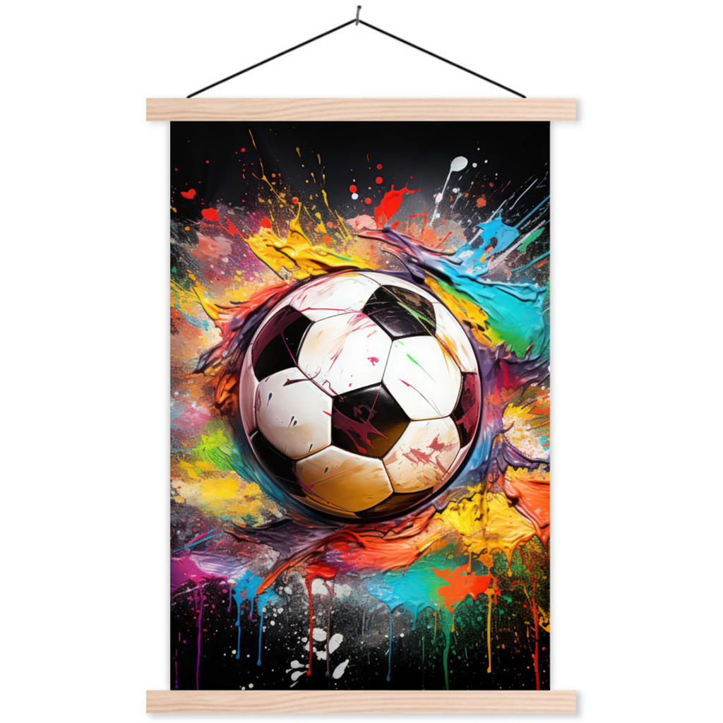 MuchoWow PLAKÁT S MAGNETICKOU LIŠTOU Fotbal - barva - barvy - černá - bílá 60x90 cm