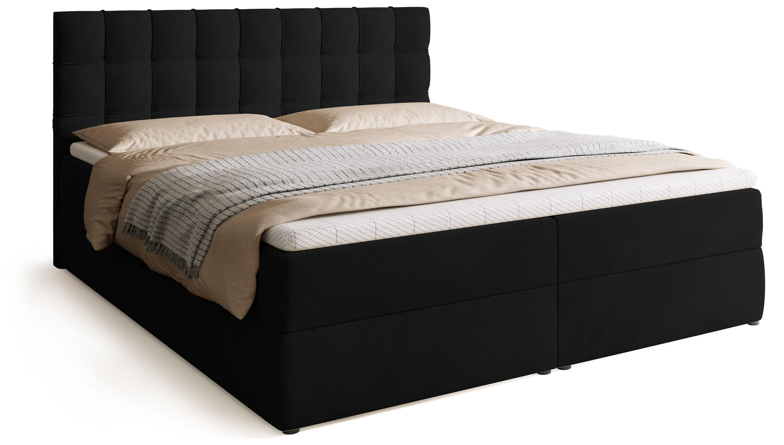 BOXBETT Detroit mit Topper 180/200 Schwarz - Schwarz, Holzwerkstoff/Textil (180/200cm) - Bromarkt