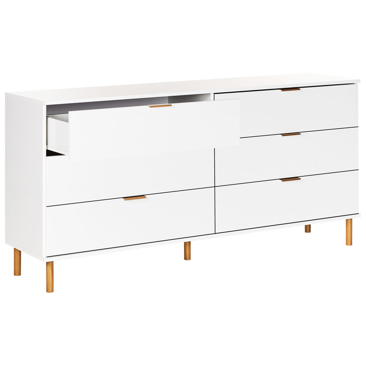 KOMODA s 6 zásuvkami Bílá Walpole - bílá, kompozitní dřevo (158/76/40cm) - Beliani