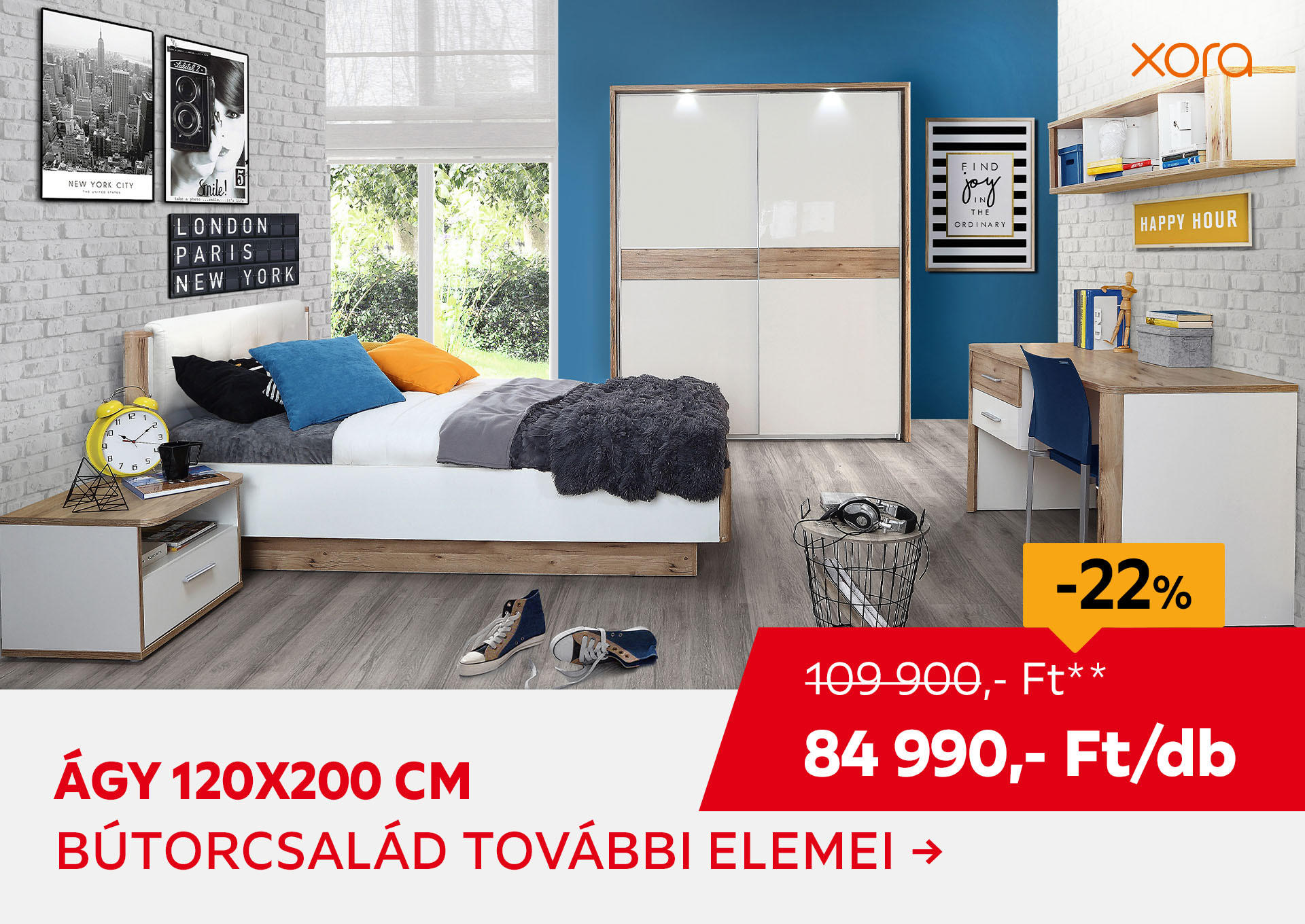 ÁGY 120X200 CM Kiemelt termék 109900 Ft.- helyett 84990 Ft.-