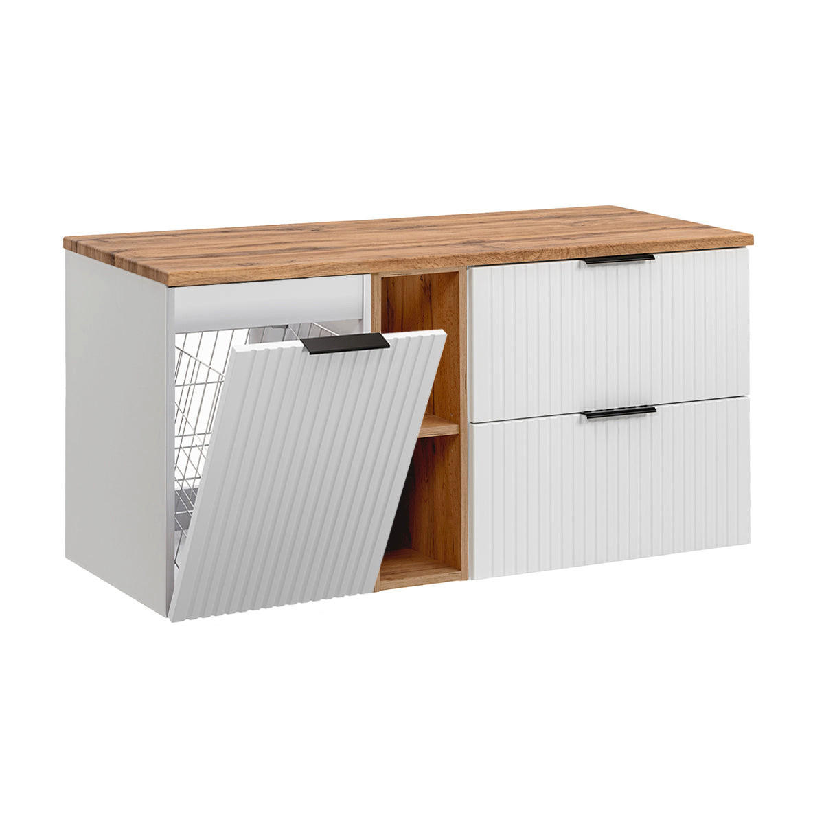 WASCHTISCHUNTERSCHRANK 120.8cm Adriel Weiß und Holz - Weiß, Holzwerkstoff (120.8/59/46cm) - Petits-meubles