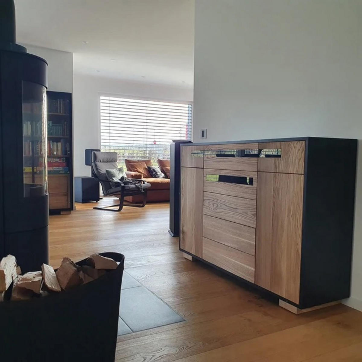 KOMMODE aus Holz mit Schubladen 150 cm breit LAGOS - Eichefarben, Holz (150/100/40cm) - Rawood Furniture