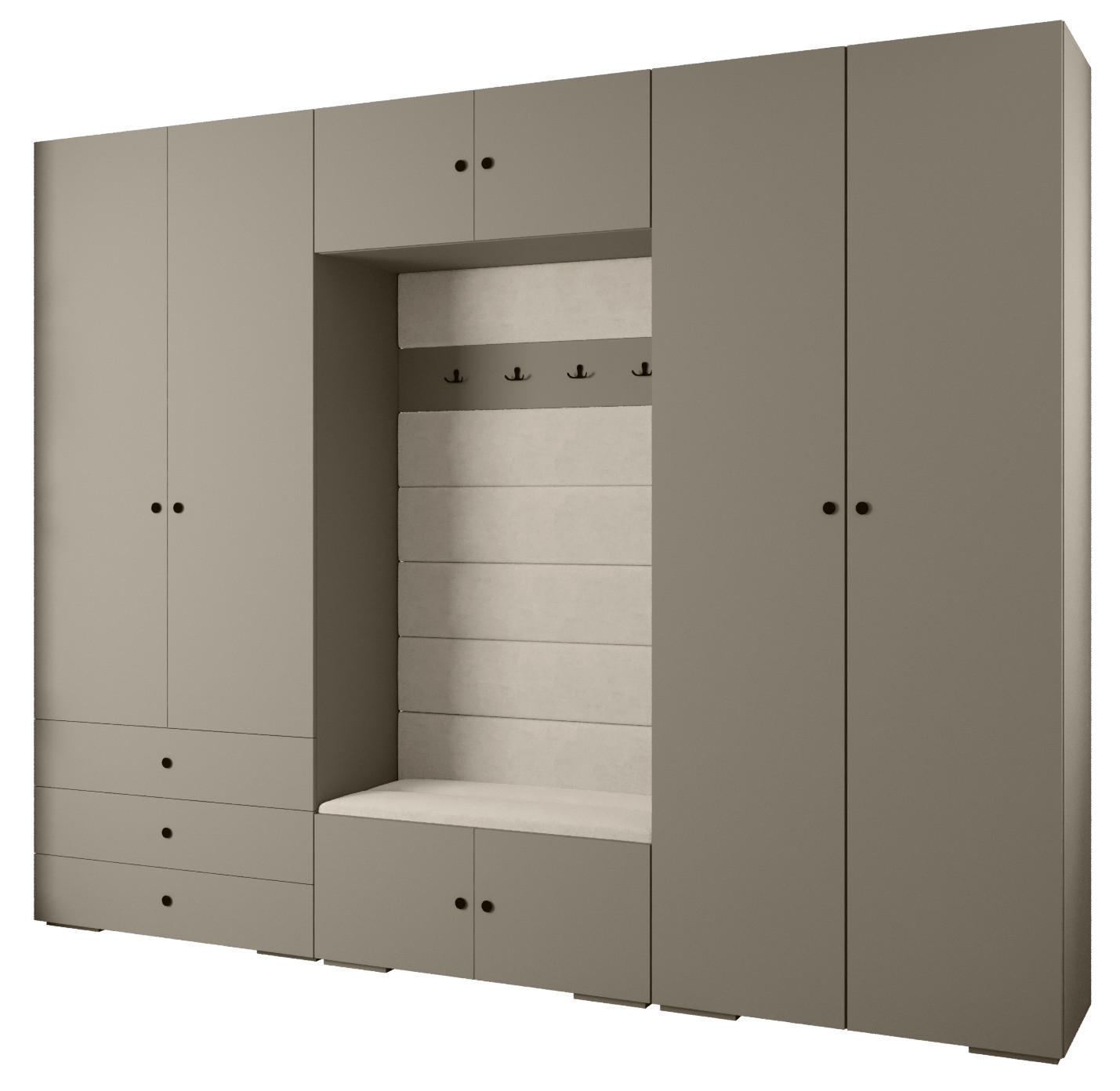 Abiks Möbel Garderoben-Set Kaschmir, Beige, Schwarz 300x236.7x47 cm