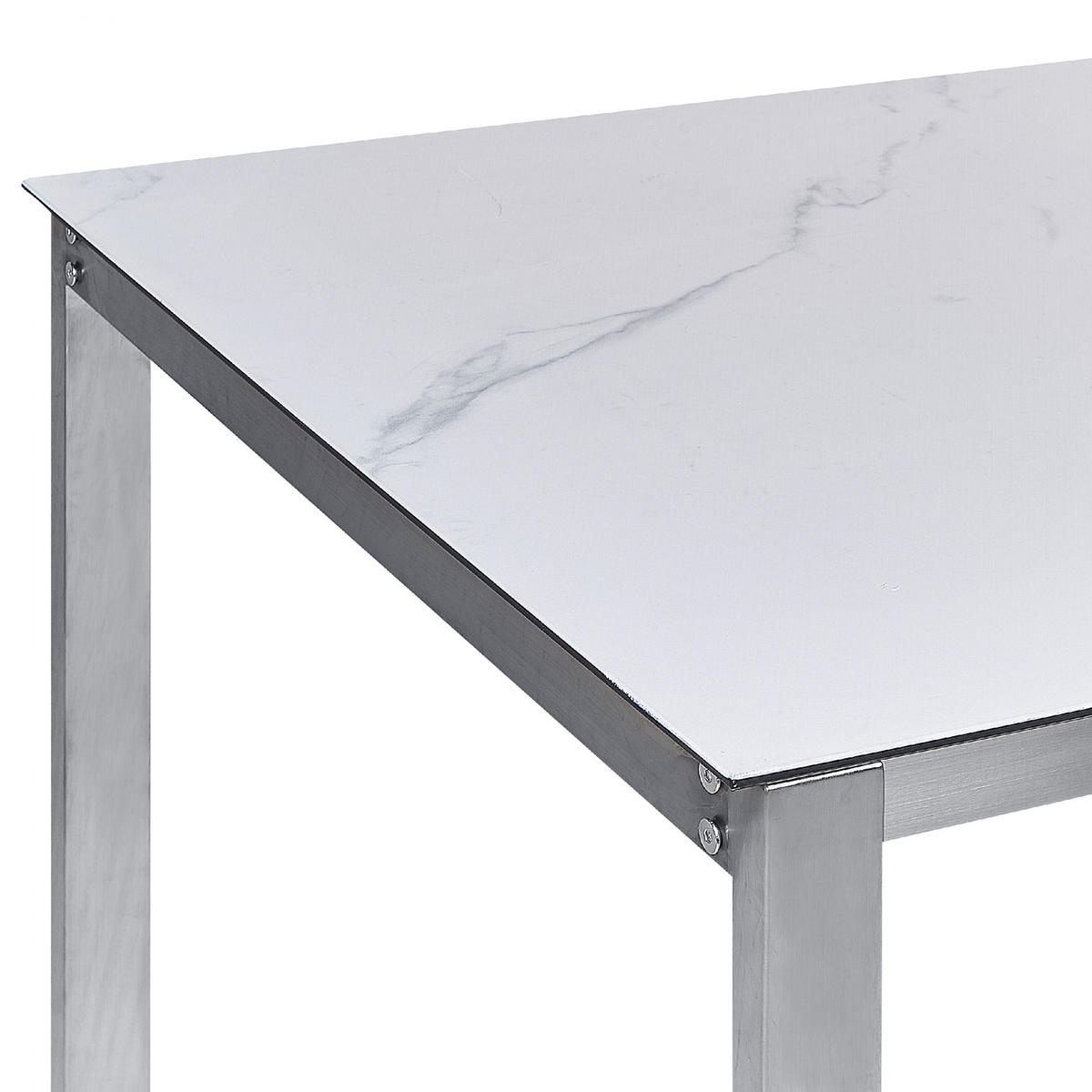 GARTENTISCH Keramik-Glas Marmor Optik weiß 180/90 cm Cosoleto - Hellgrau/Weiß, Glas (180/90/75cm) - Beliani