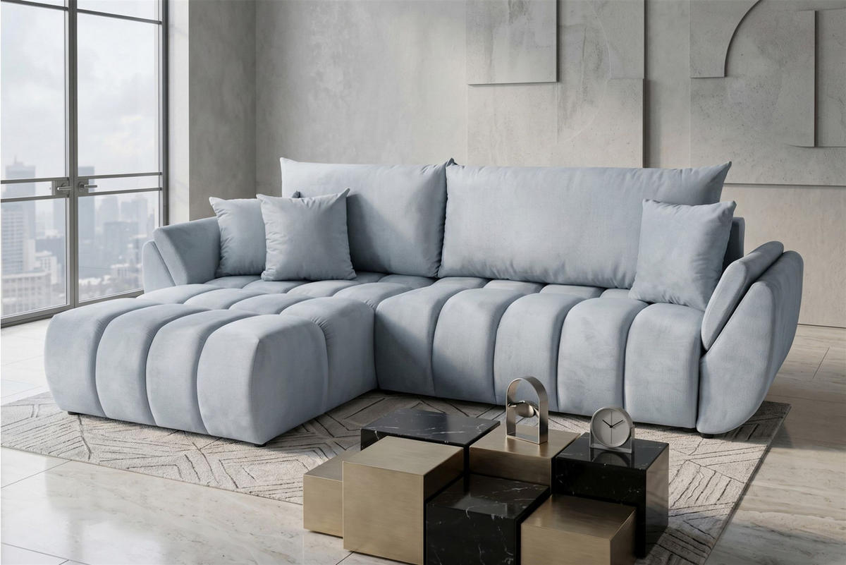 ECKSOFA Collin Mit Schlaffunktion - Hellgrau, Holzwerkstoff/Textil (280/185cm) - Fun Möbel