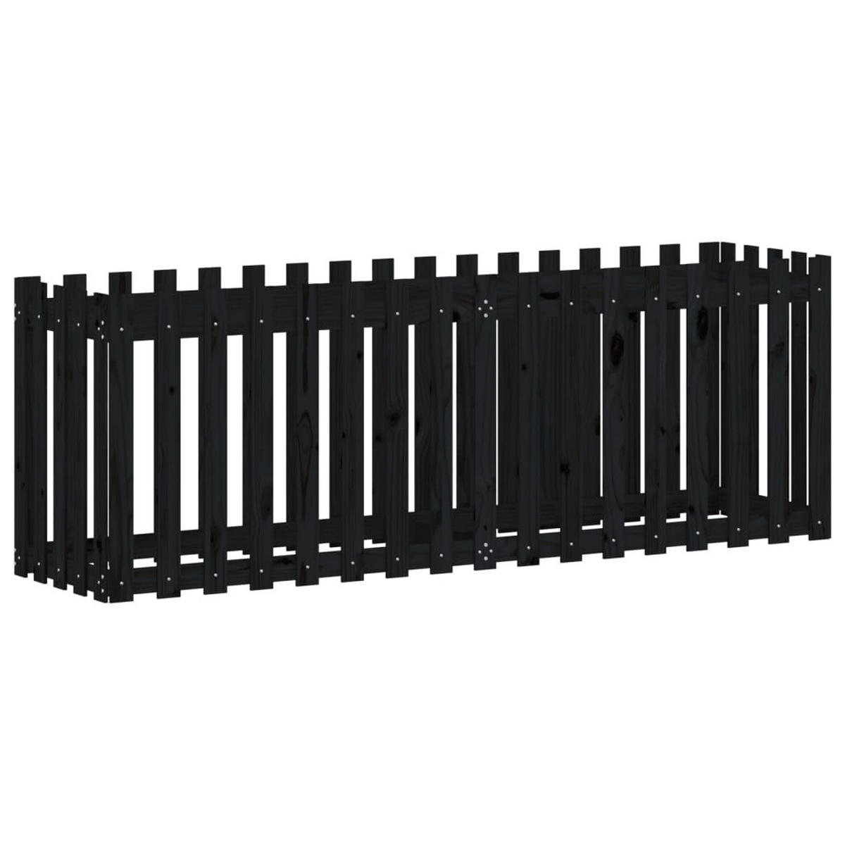 HOCHBEET Latten-Design Schwarz 200x50x70 cm Massivholz Kiefer - Schwarz, Holz (200/70/50cm) - furnicato