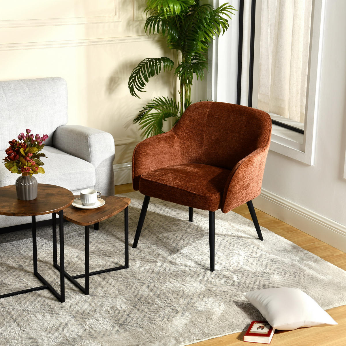 SESSEL in Webstoff, Braun - Braun, Textil/Metall (64/81.5/65.5cm) - Meubles Cosy