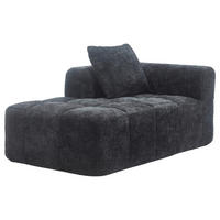 CHAISELONGUE Sofa Chenille mit Seitentaschen und Kissen 158/90/60 cm Schwarz - Schwarz, Textil (60/158/90cm) - Redom