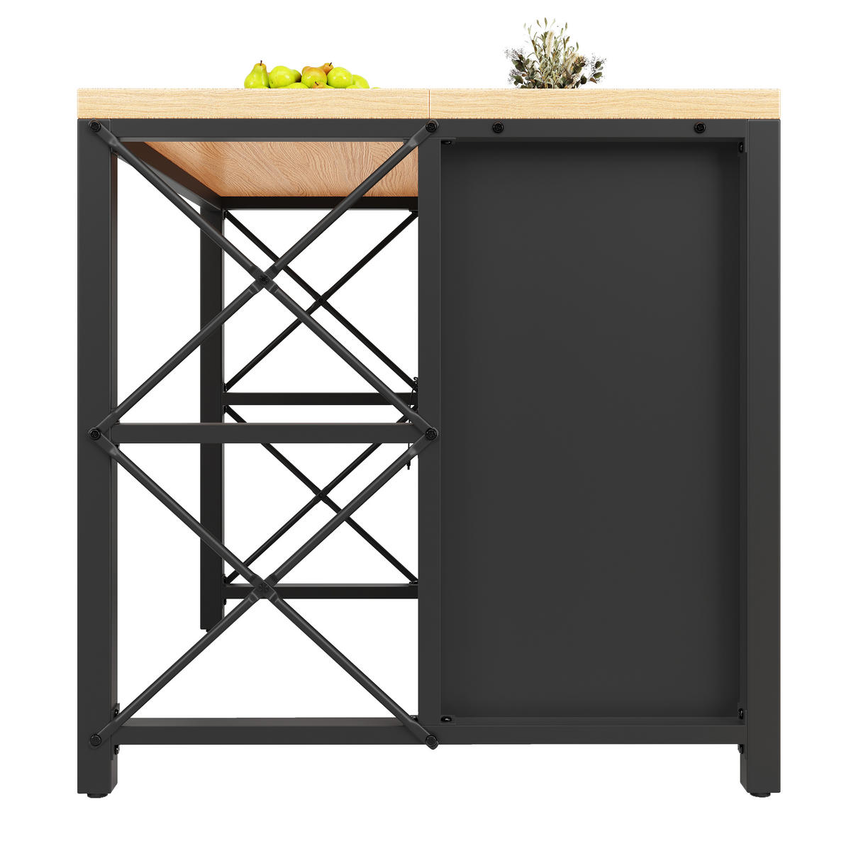 KÜCHENINSEL 100/80/90 cm Schwarz mit 2 Schubladen, LED-Lichtleiste und verstellbare Füße - Schwarz, Holz/Holzwerkstoff (110/91/40cm) - Oxeza