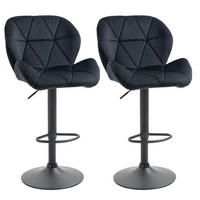 BAROVÁ ŽIDLE, sametový polyester, černá - černá, plast (57.5/93/51.5cm) - HOMCOM
