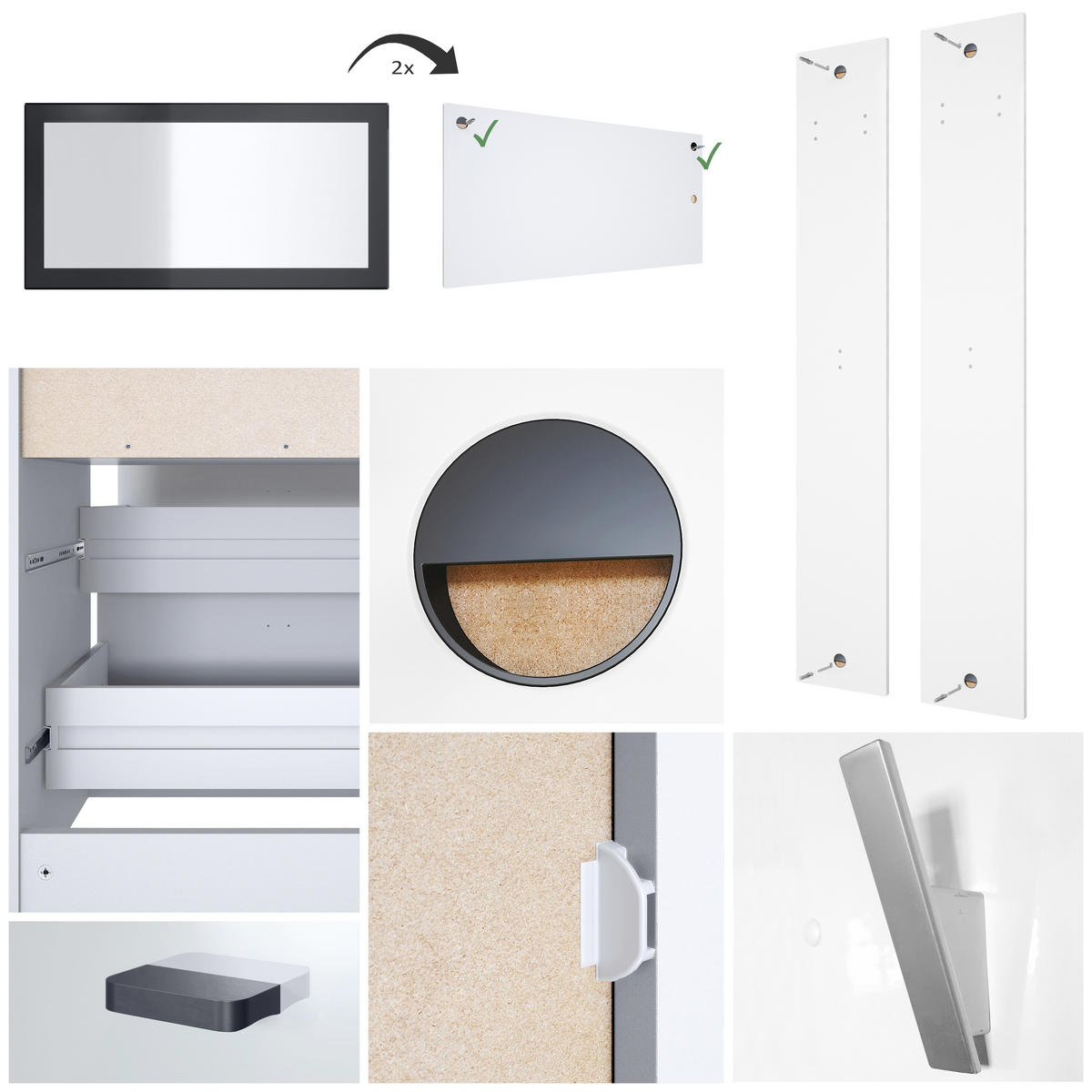GARDEROBE Pino Weiß matt - Weiß, Holzwerkstoff (130/185/36cm) - Vladon