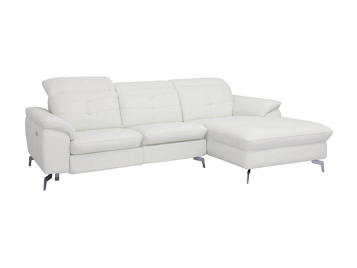 RELAXSOFA Ecksofa Leder - Ecke Rechts - Elfenbein - LISMORE - Weiß, Leder (250/170cm) - Vente-Unique