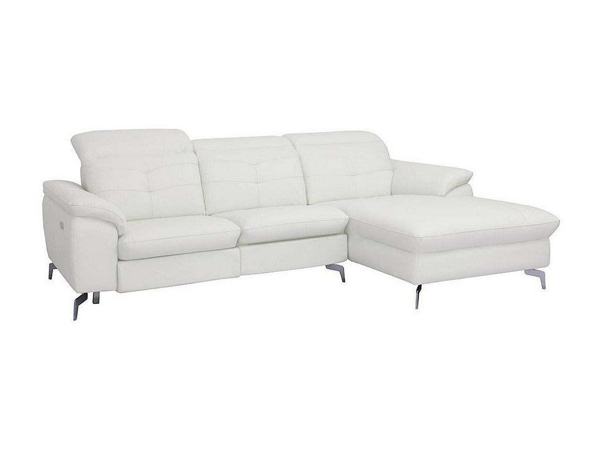 RELAXSOFA Ecksofa Leder - Ecke Rechts - Elfenbein - LISMORE - Weiß, Leder (250/170cm) - Vente-Unique