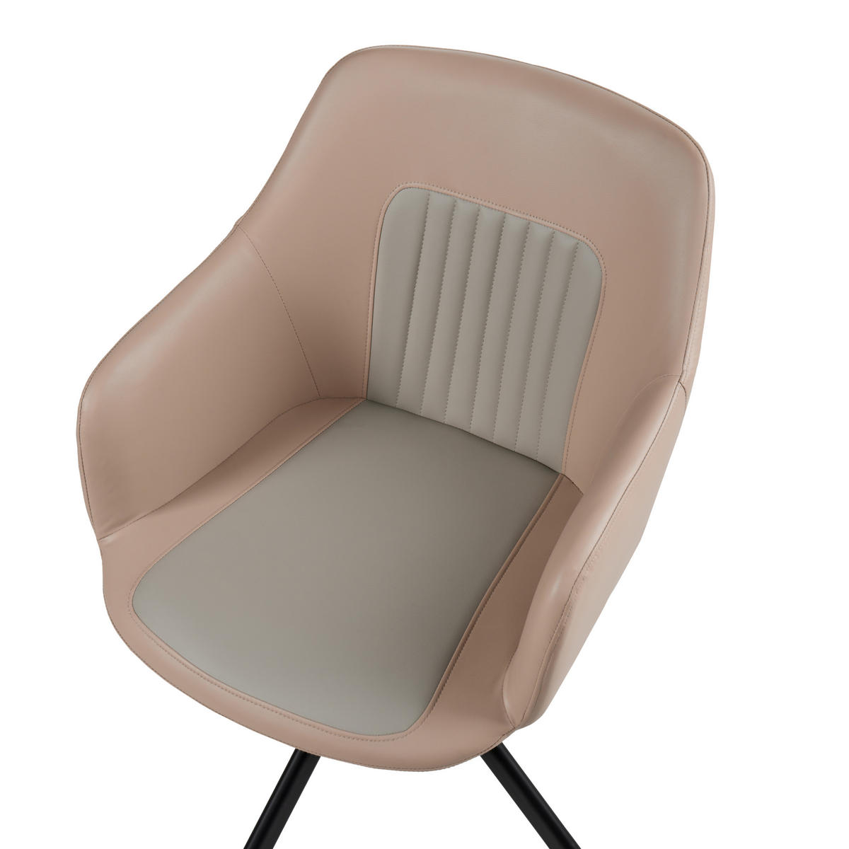 ESSZIMMERSTUHL 2er-Set drehbar Kunstleder Sandbeige Likely - Sandfarben, Kunststoff (56/85/71cm) - Beliani