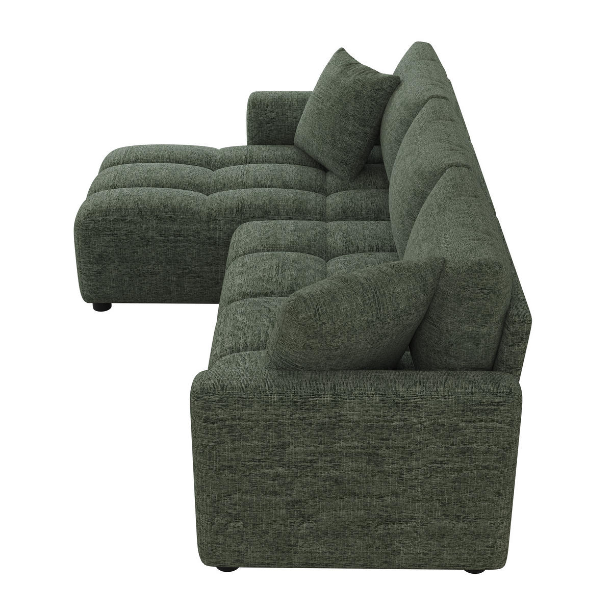 ECKSOFA 204/127/82.5 cm Grün Chenille mit 2 Zierkissen - Grün, Kunststoff/Textil (204/127cm) - Oxeza