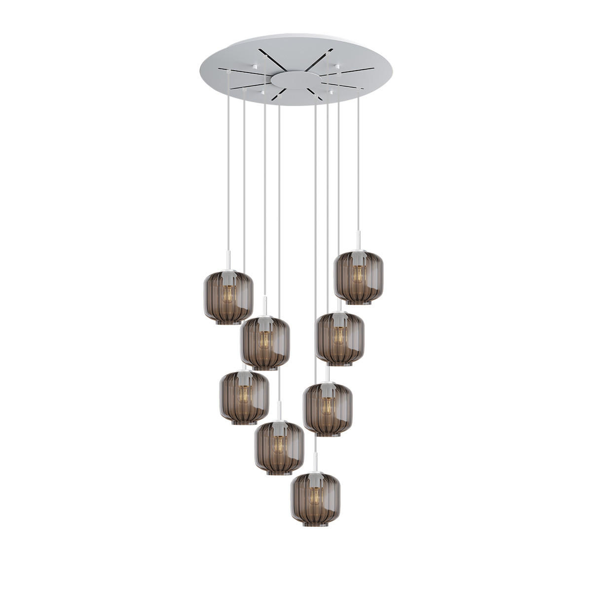 GALERIELEUCHTE Velo 8-flammig Rauch Ø 20cm - Anthrazit/Weiß, Glas (20/20/20cm) - s.luce