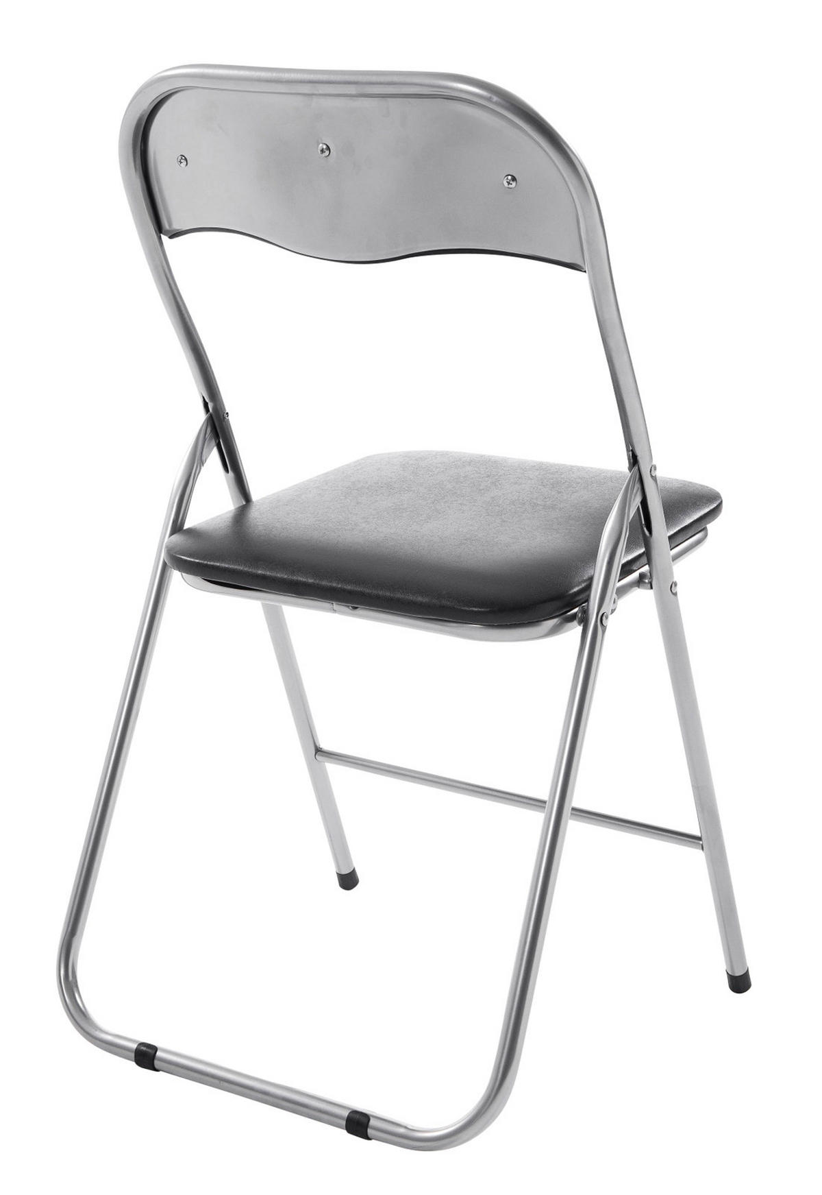 BESUCHERSTUHL Lederlook schwarz/silber - Silberfarben/Schwarz, Textil/Metall (45/78/45cm) - CLP